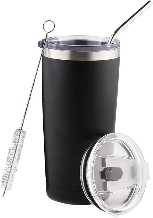 Amazon Com Man Travel Coffee Mug Stainless Steel 20oz Insulated Tumbler With Lids And Straw Thermal Cup For Office And Home Kitchen Dining