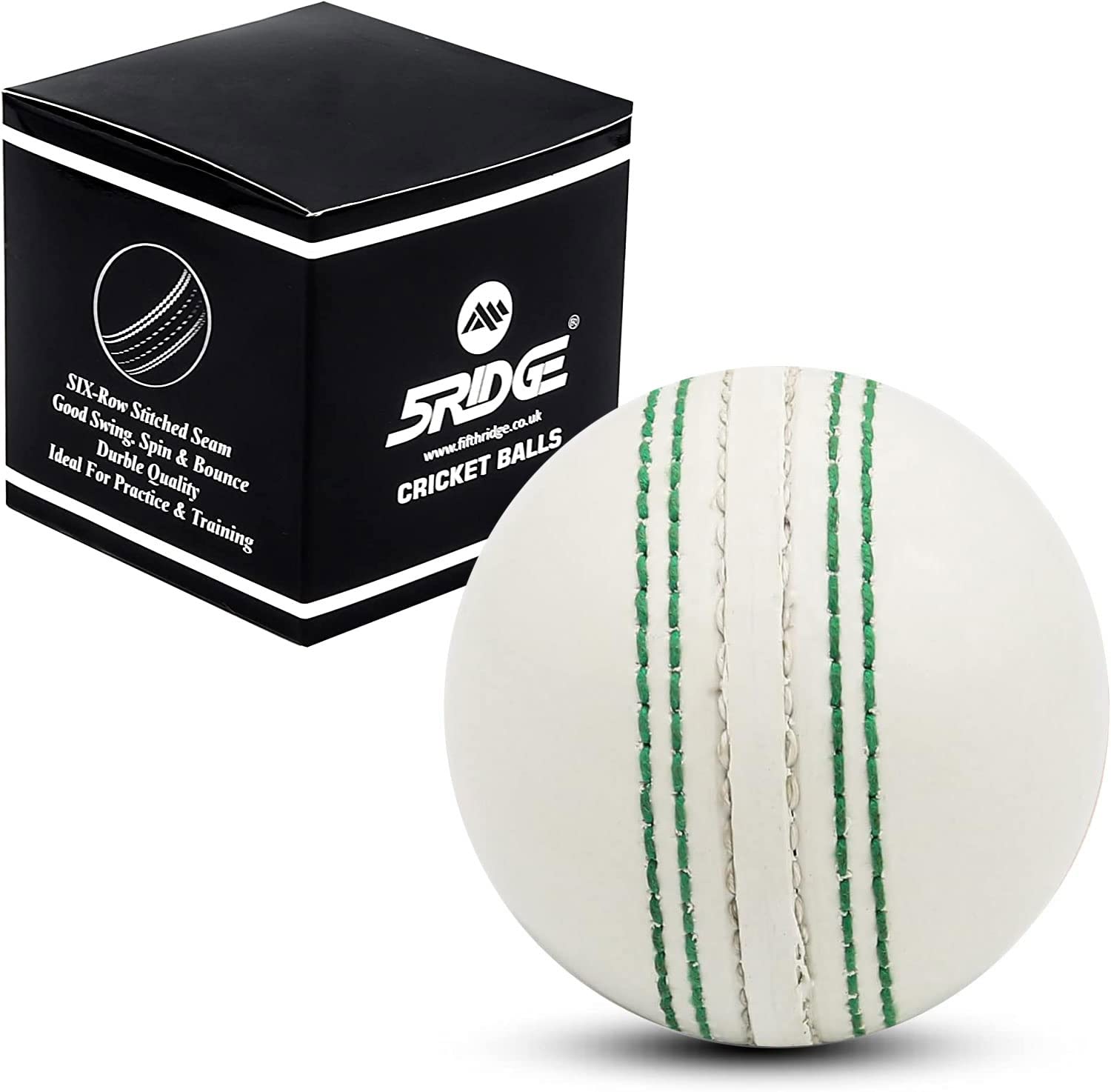 5RIDGE Cricket Balls for Training, Coaching, Practice & Excellent Bounce Skills Soft Foam Rubber Cricket Ball with Durable Traditional Seams Stitched for All Age Players (white)