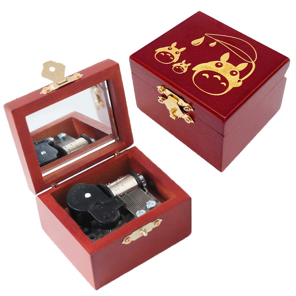 Youtang Music box Carved Wood Musical Box Wind Up Mechanism Mucial Gift for Christmas,Birthday,Valentine's Day (My Neighbor T, silver)