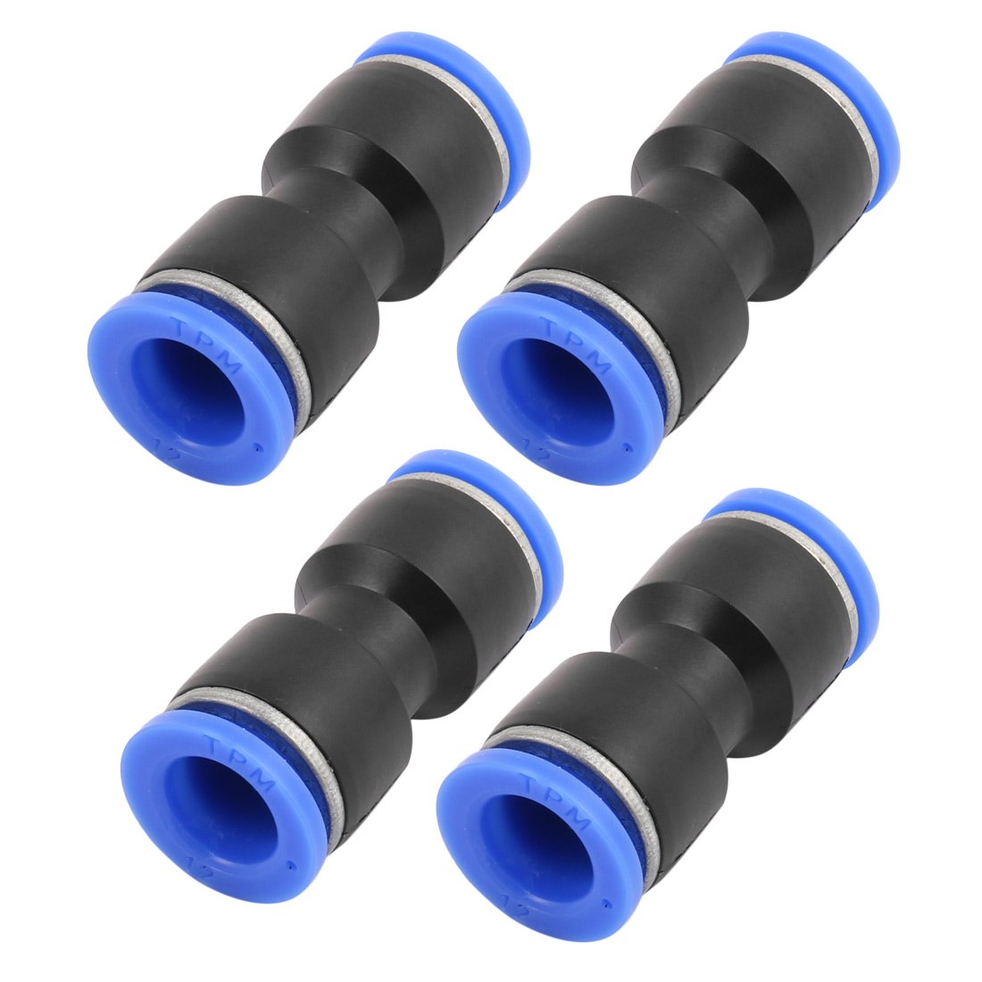 sourcingmap 4Pcs 12mm to 12mm Pneumatic Air Quick Straight Coupler Fittings Connectors Black