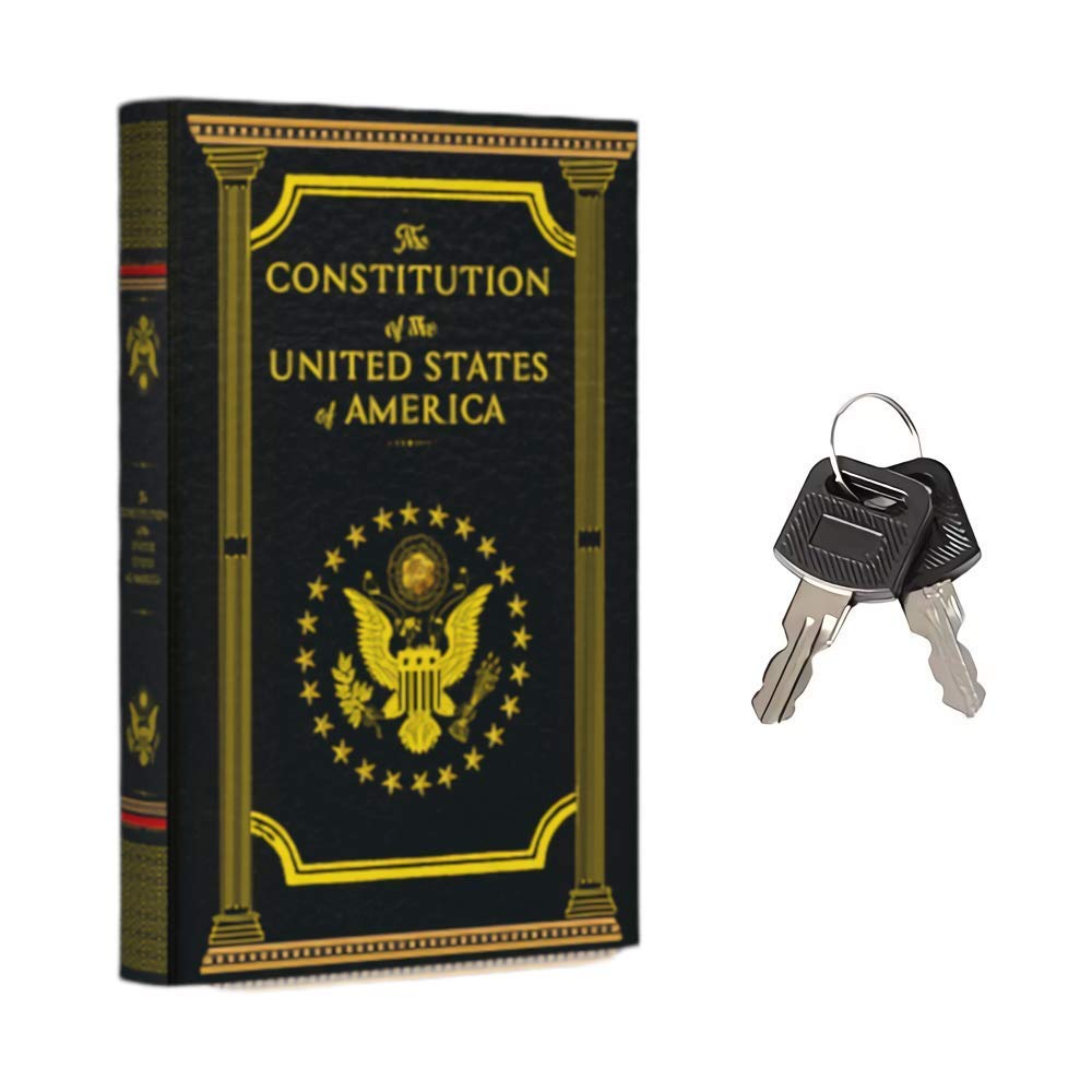 Fake Book Box - Small Safe Box with Key Lock - Hidden Safe in Plain Sight - Diversion Safes - Secret Safes (Constitution) (Large)