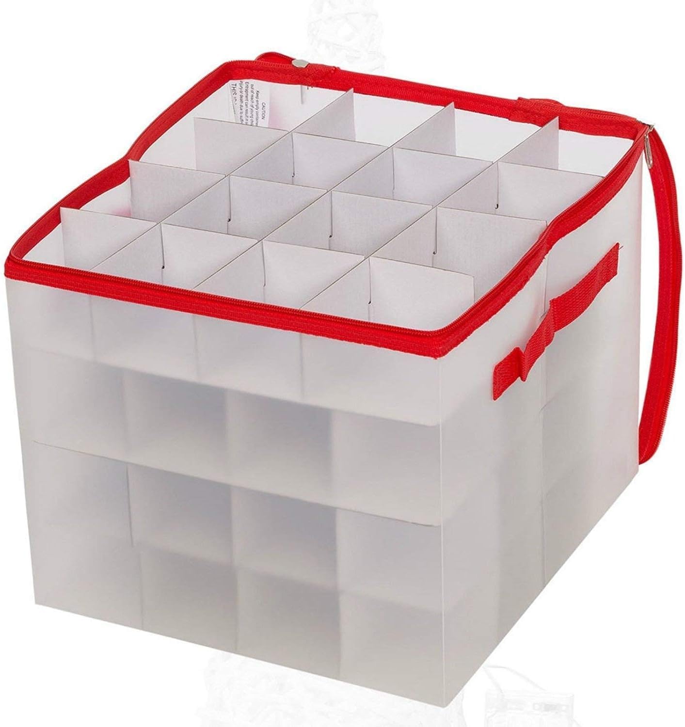 DEENZ CHRISTMAS TREE 64 BAUBLE DECORATIONS STORAGE BOX WITH ZIP OUTER BODY AND INNER PARTITIONS FLOORS ALL MADE PLASTIC