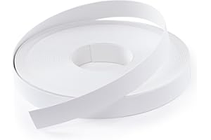 FAKILO PVC Edge Banding 3/4 inch x 50 ft Veneer Edge Banding White with Hot Melt Adhesive Pre - glued Iron on Edging Tape Trim for Cabinet Plywood Repairs and Furniture Restoration