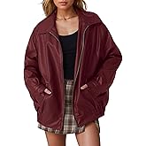 APRROOT Leather Jacket Women Oversized Faux Motorcycle Bomber Jackets Fall Fashion Outfits 2025 Winter Clothes with Pocket
