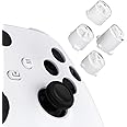 eXtremeRate ABXY Buttons for Xbox Core Wireless Controller, Two-Tone Carmine Robot White & Clear Classic Symbols Action Buttons Replacement Prats for Xbox One S/X, Elite Series 2 Core & 1 Controller
