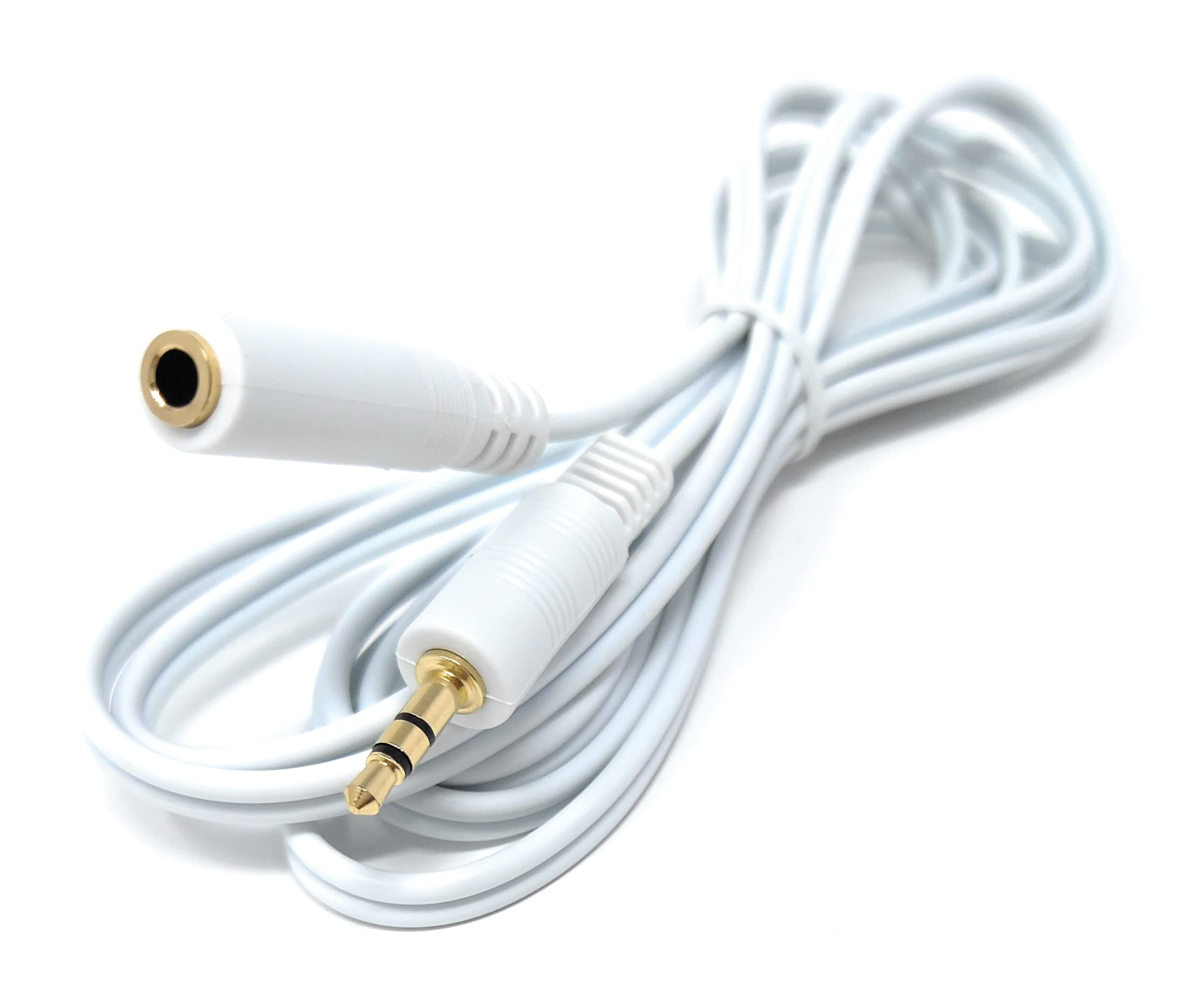 DRUT 2m 3.5mm to 3.5mm Stereo Audio Extension Cable Lead Male to Female Gold Connectors 6.5ft White