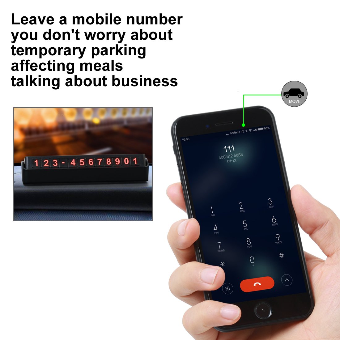 Temporary Parking Phone Card,Reversible Hidden Magnetic Adjustable Phone Number (Silver)