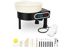 MZOKUU Pottery Wheel for Adults, 10 Inch Ceramic Wheel Forming Machine with LCD Touch Screen 50-320RPM Speed Adjustable and Foot Pedal Detachable Basin, Home DIY & Art Craft, Black