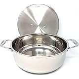 Better Chef BC801 8 Quart Real All Stainless Steel Bright Mirror Polish Exterior Rice, Sauce, Stew, General Cooking Low Pot Cookware
