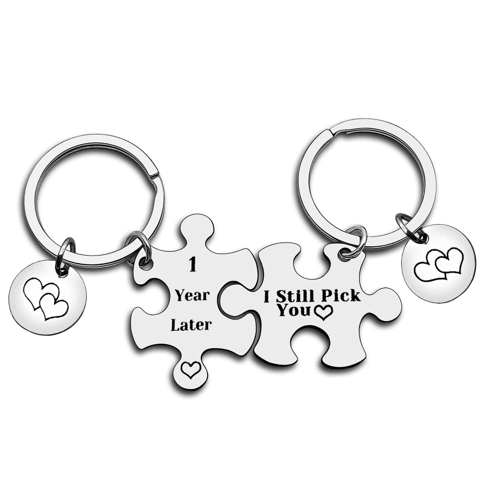 Anniversary Keyring Gifts for Him Her 1 Years Later I Still Pick You Puzzle Matching Keychain Set 1st Wedding Anniversary Jewelry Gift Couple Gifts for Husband Wife Valentines Day Gift for Boyfriend