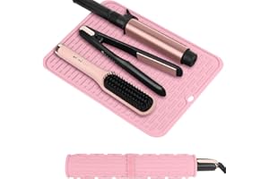 WRORUNER Oversize Silicone Heat Resistant Mat for Curling Irons, Flat Irons, Hair Straighteners and Hot Hair Styling Tools, Portable Hot Tools Cover Pad for Travel Vanity Salon(14.2" x 11.0")