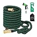 Greenbest Expanding/Expandable Garden Hose, Car Hose,Plastic Hose Hanger, 3/4Nozzel Solid Brass Connector,Double Latex Core,Extra woven Strength Fabric cover,Storage Sack,Spray Nozzle BlackGreen(50FT)