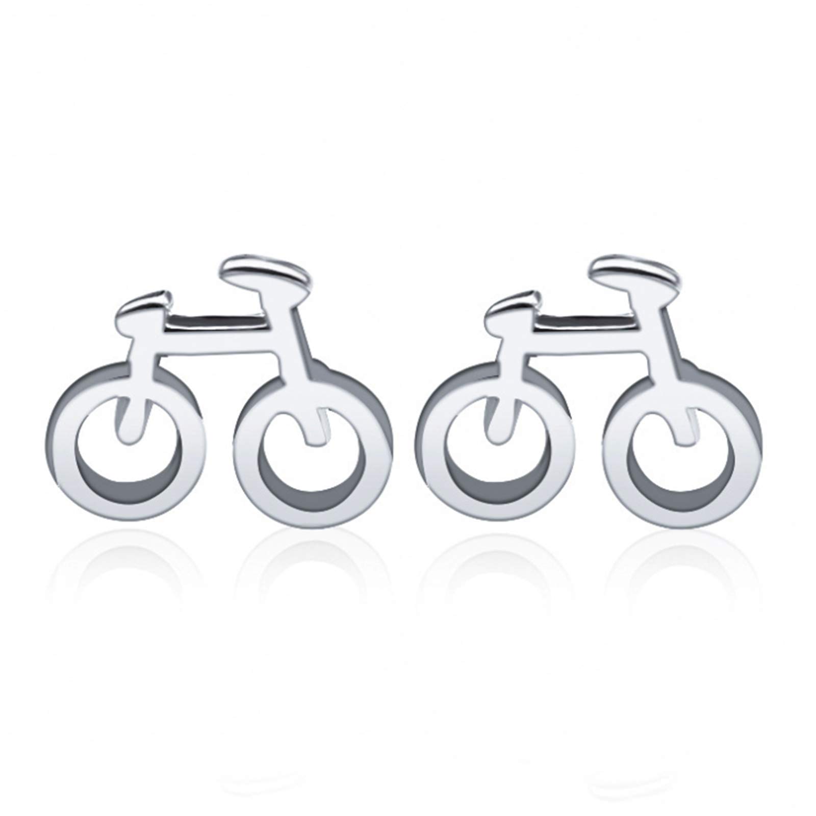 Yienate Cute Tiny Bicycle Earrings Ear Climber Ear Studs Creative Bicycle Ear Crawler Unique Ear Cuff Fashion Silver Earring Jewelry for Women and Girls