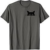 Peeking Black Cat Pocket Cute Men Women Kids Boys Girls T-Shirt