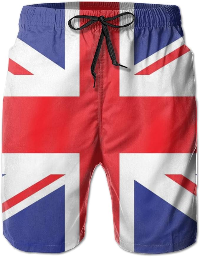 QINSONG British Flag Shorts for Men Summer Fashion Casual Boardshorts Pants Printed Beach Shorts 