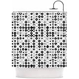Kess InHouse Nandita Singh Black &amp; White Funny Polka Dots White Abstract Shower Curtain (69x70)