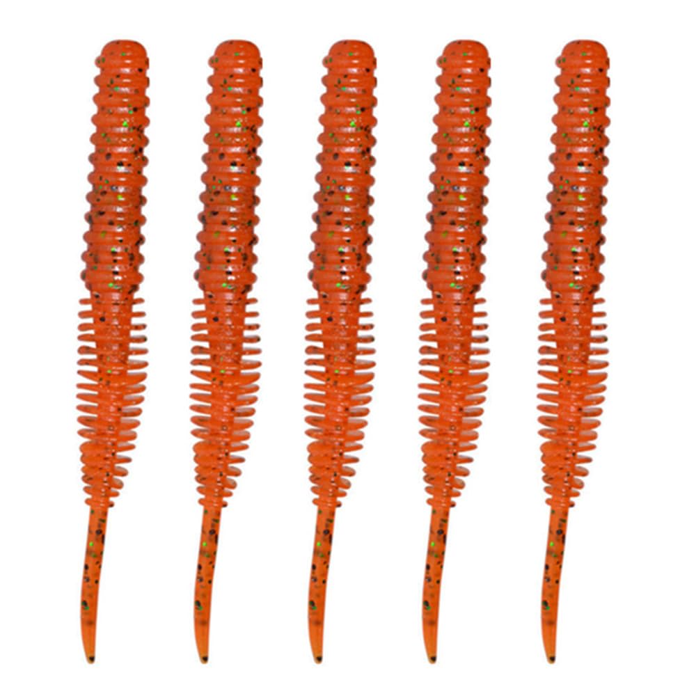 5PCS Artificial Sea Worms 100mm Earthworm Soft Fishing Lures Soft Bait Lifelike Fishy Smell Lures-4#