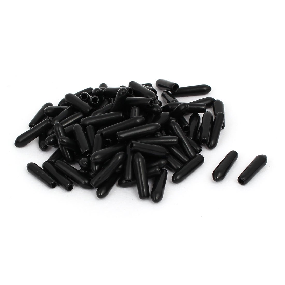 sourcing map 2mm Inner Dia Rubber Hose End Cap Screw Thread Protector Cover Black 100pcs