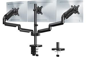 MOUNT PRO Triple Monitor Mount, 3 Monitor Desk Mount for Three Screens up to 32 Inch, Full Motion Gas Spring Heavy Duty Arm H