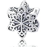 Eternalll Jewellery Snowflake Charms Sterling Silver Charm Beads Christmas & Rose Gold Charms for Bracelets
