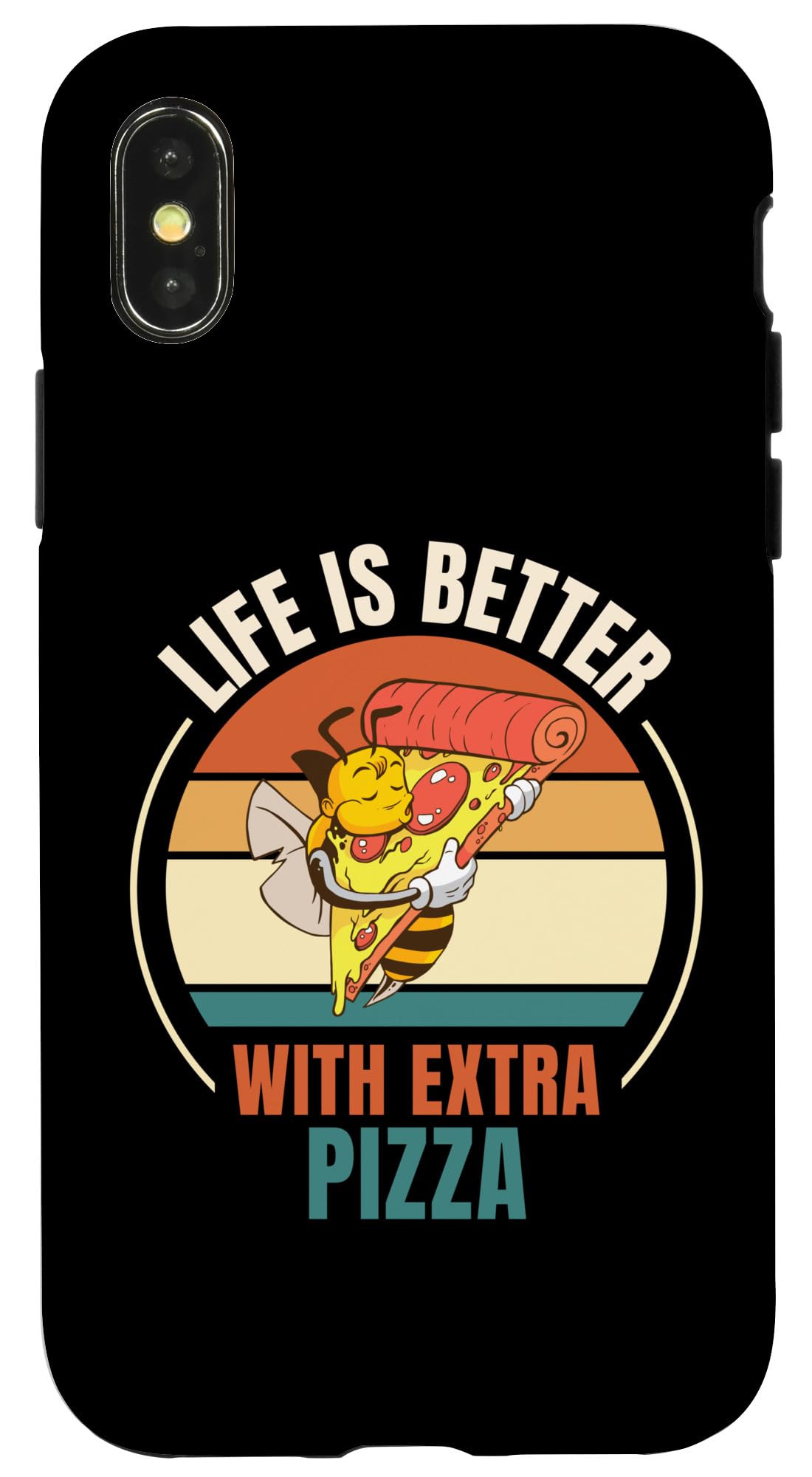 iPhone X/XS Retro Bee Pizza Life Is Better With Extra Pizza Case