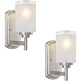 Galtlap Sconces Wall Lighting Set of Two Bathrooom Vanity Light Brushed Nickel 2 Pack Modern Wall Light Fixtures with Frosted