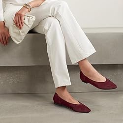 TINGRISE Women's Flats Shoes Pointed Toe Knit