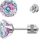 Titanium Stud Earrings, Rose-cut Zirconia Earrings Studs, Hypoallergenic & Nickel Free, Ideal for Sensitive Ears, Everyday Jewelry, Minimalist Elegant Design, Gift Box Included