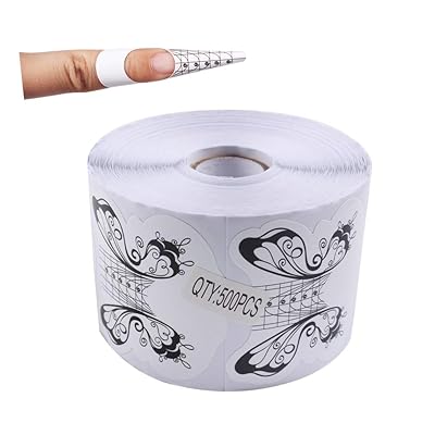 BeautyLeader 500Pcs/Roll Nail Form Guide Acrylic Tip Extension Forms Black Butterfly Sticker Rroll Manicure Tool for Acrylic UV Gel Nail Art Tips