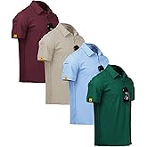 ZITY 4 Pack Mens Polo Shirt Short Sleeve Sports Golf Tennis T-Shirt Athletic Collared Tactical Shirts