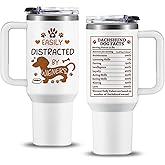 NIAXAUYT Dachshund Gifts for Women - Wiener Dog Gifts for Dachshund Lovers Tumbler 40oz - Birthday Gift for Dackel Owner/Mom Mug - Dachshunds Dog Facts Cup with Handle and Straw Lid