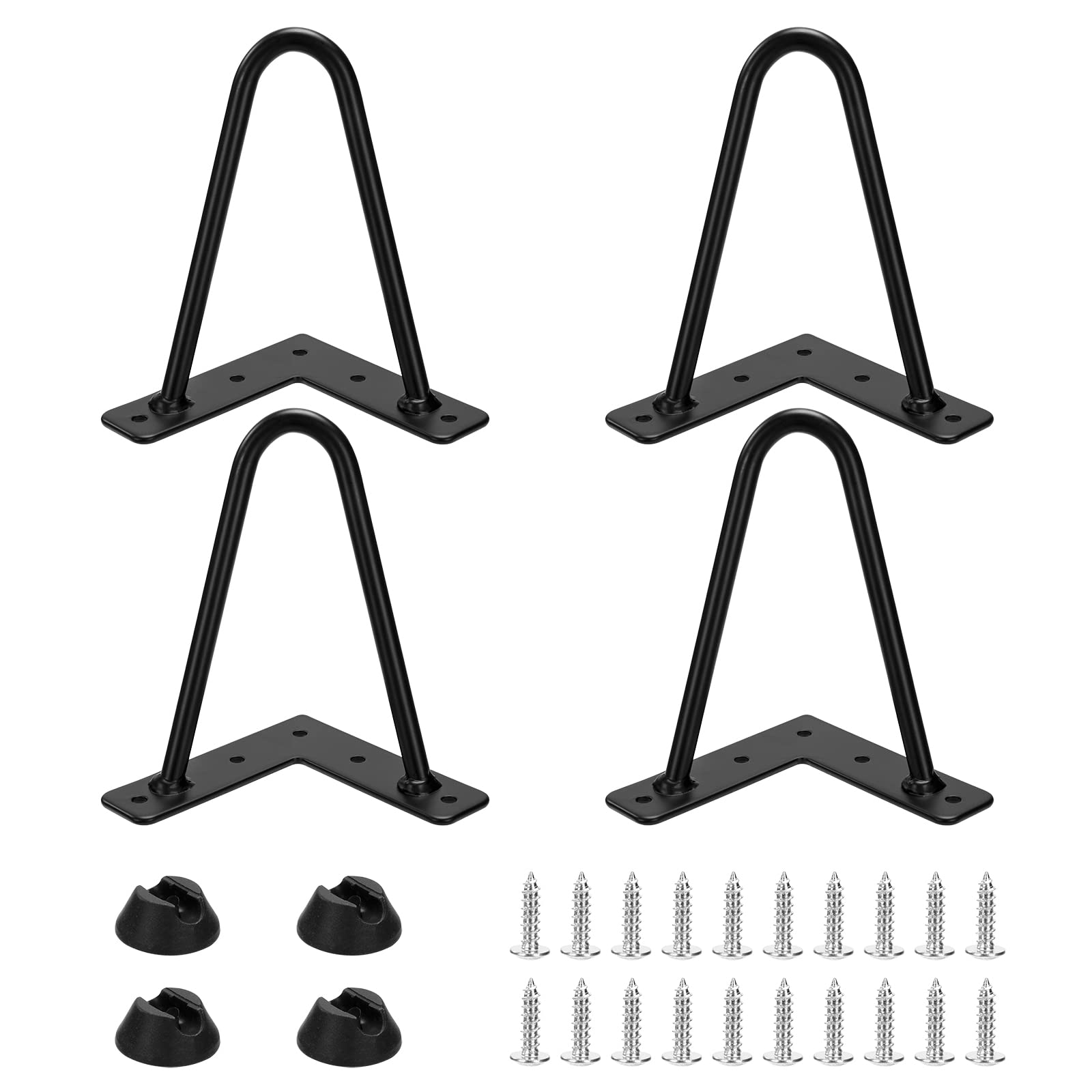 Johotone Furniture Legs Heavy Duty Metal Hairpin Legs 6 Inch Cabinet Legs with Rubber Floor Protectors Screws for Sofa Cabinet Dresser TV Stand Wardrobe 4 Pcs Black