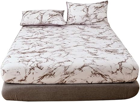 Amazon April Gift シーツ クイーンサイズシモンズ大理石の寝具 ベッドルーム用ベッドシーツ 家族世帯家庭用リビングルーム寝室 Marble Brown ボックスシーツ オンライン通販
