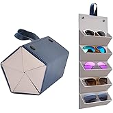 Kenpal Sunglasses Storage Organizer Holder Foldable Travel Case with 5 Slot Compartments for Multiple Glasses