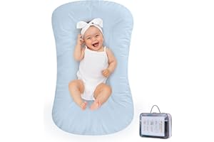 Vicorise Baby Lounger 100% Cotton,Infant Lounger Baby Nest Co Sleeping Baby Bed,Baby Nest Sleeper Lounger Baby Lounger Pillow for Newborn Baby Lounger 0-24 Months,Blue