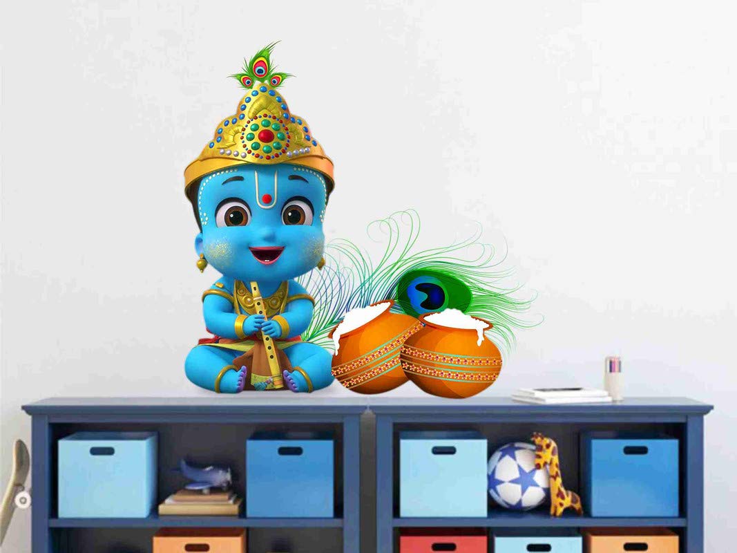 Buy DivineDesigns Little Krishna Sticker Wall Sticker for Living Room