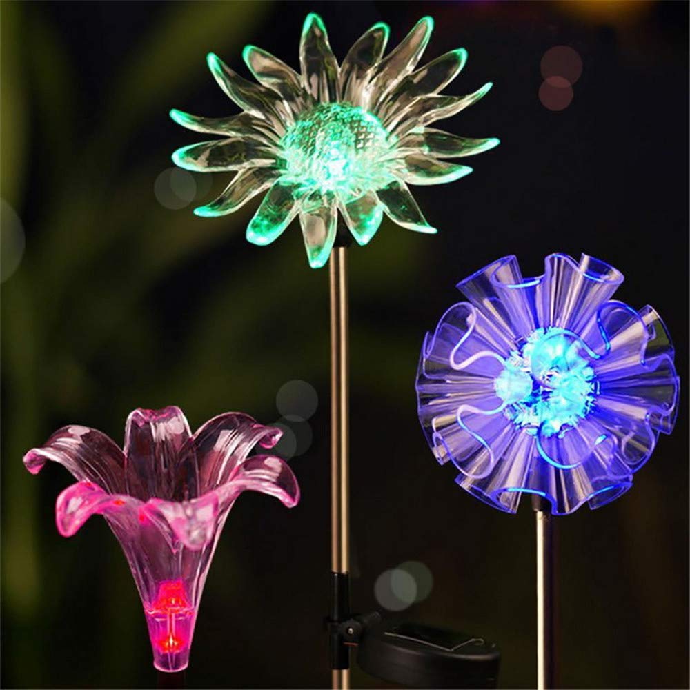 Ulalaza Garden Solar Lights Multi-color Changing LED Flower Stake Light Decorative Landscape Lawn Yard Outdoor Lights