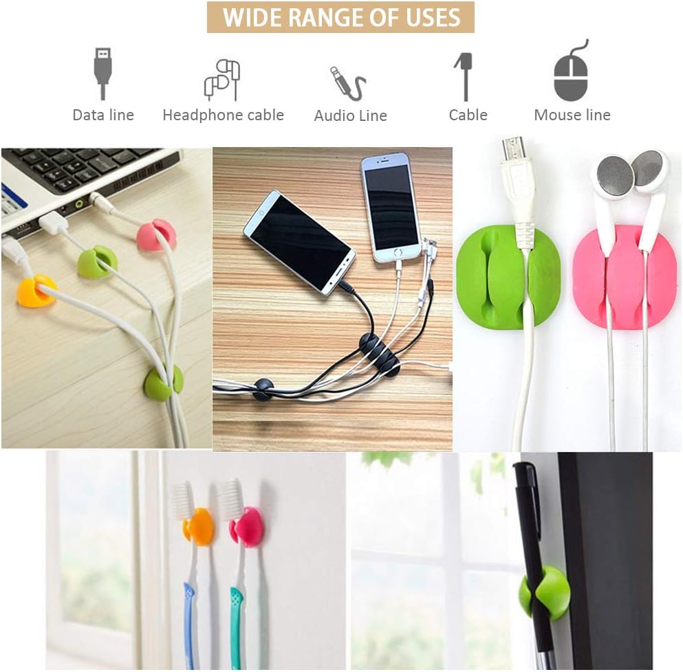 YOFASEN Cable Holder Clips Black - Cord Wire Tidy Self Adhesive Cable Clips for Charging Cable/Power Cord/USB Cable/TV Cable/PC, Black, 10pcs - Image 4