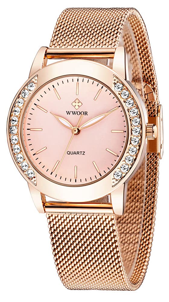 MASTOP Luxury Women Watches Analog Quartz Watch Bracelet Watch Mesh Band Waterproof Wrist Watches for Ladies, Purple, Quartz Watch