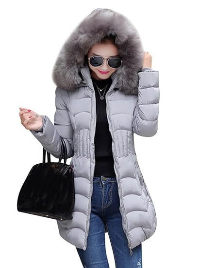 Damen Lange Ärmel Daunenjacke Mit Kapuze Mante Daunenmantel Wintermantel