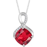 FJ Infinity Birthstone Necklace 925 Sterling Silver Princess Cut Pendant | Gemstone Jewelry Gifts for Women