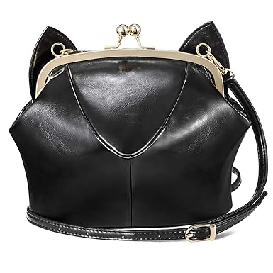 JHVYF Bags JHVYF Girls Cosplay Sailor Moon Luna Purse Kitty Cat Satchel PU Leather Shoulder Bag Black