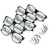 Bridal Bachelorette Wedding Party Sunglasses , Bride and Bridesmaid Party Favors , Selfie Kit with 6 Pairs of Themed Novelty Glasses for Memorable Photo Booth Fun or a Perfect Night Out (6, Black)