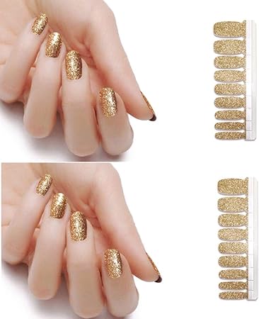 Amazon ネイルウーマン ネイルラップ 貼るだけマニキュア ２色セット ラメ グリッター ゴールド ゴールド ネイルウーマン シール ステッカー 通販