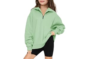 Batermoon Girls' 1/4 Zipper Sweatshirts Casual Oversized Long Sleeve Pullover Tops Cute Half Zipper Hoodie Sweater