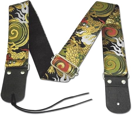 TP-STRAPS 和柄ストラップ・火炎龍/黒 L （95cm～157cm） tiny products ギターストラップ 京都 金襴生地使用 made in Japan