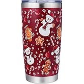 bstedyas Christmas Vacation Movie Tumbler, 20 oz Stainless Steel, Snowman Holiday Coffee Mug (Red)