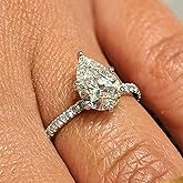 Koguxuix 2 Carats Teardrop Pear Cut Cubic Zirconia CZ Cryatal Rhodium Plated Sterling Silver for Women Solitaire Wedding Engagement Ring (6)