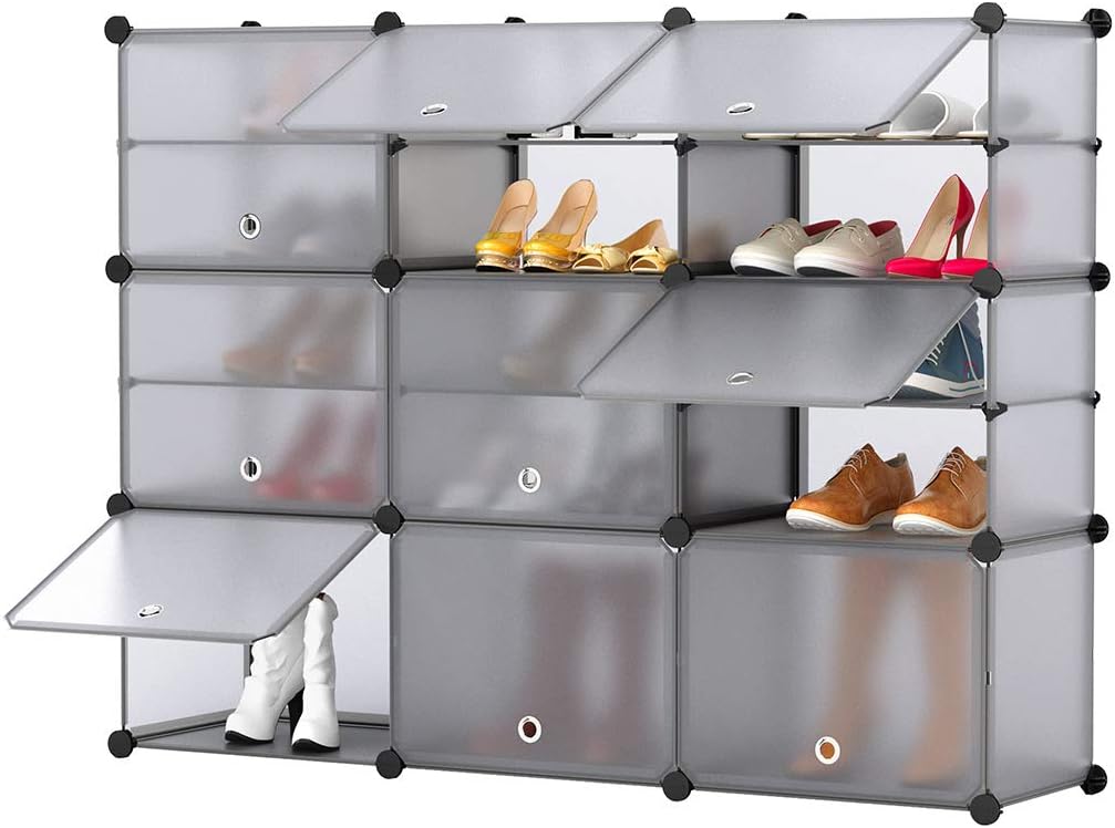 LANGRIA - Zapatero de 15 Cubos con separadores Extra, clóset de