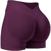 VOYJOY Women Workout Impact Shorts 3.6" V Back High Waist Scrunch Butt Lifting Seamless Gym Biker Shorts